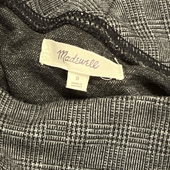 MADEWELL Wide-Sleeve Mockneck Top in Glen Plaid Grey Size Small AD034 - Picture 8 of 11